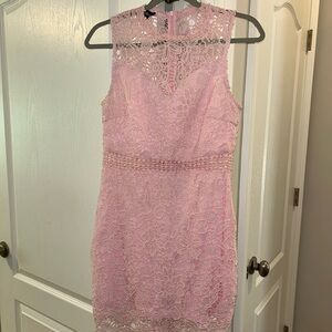 Pink Eyelet Mini Dress